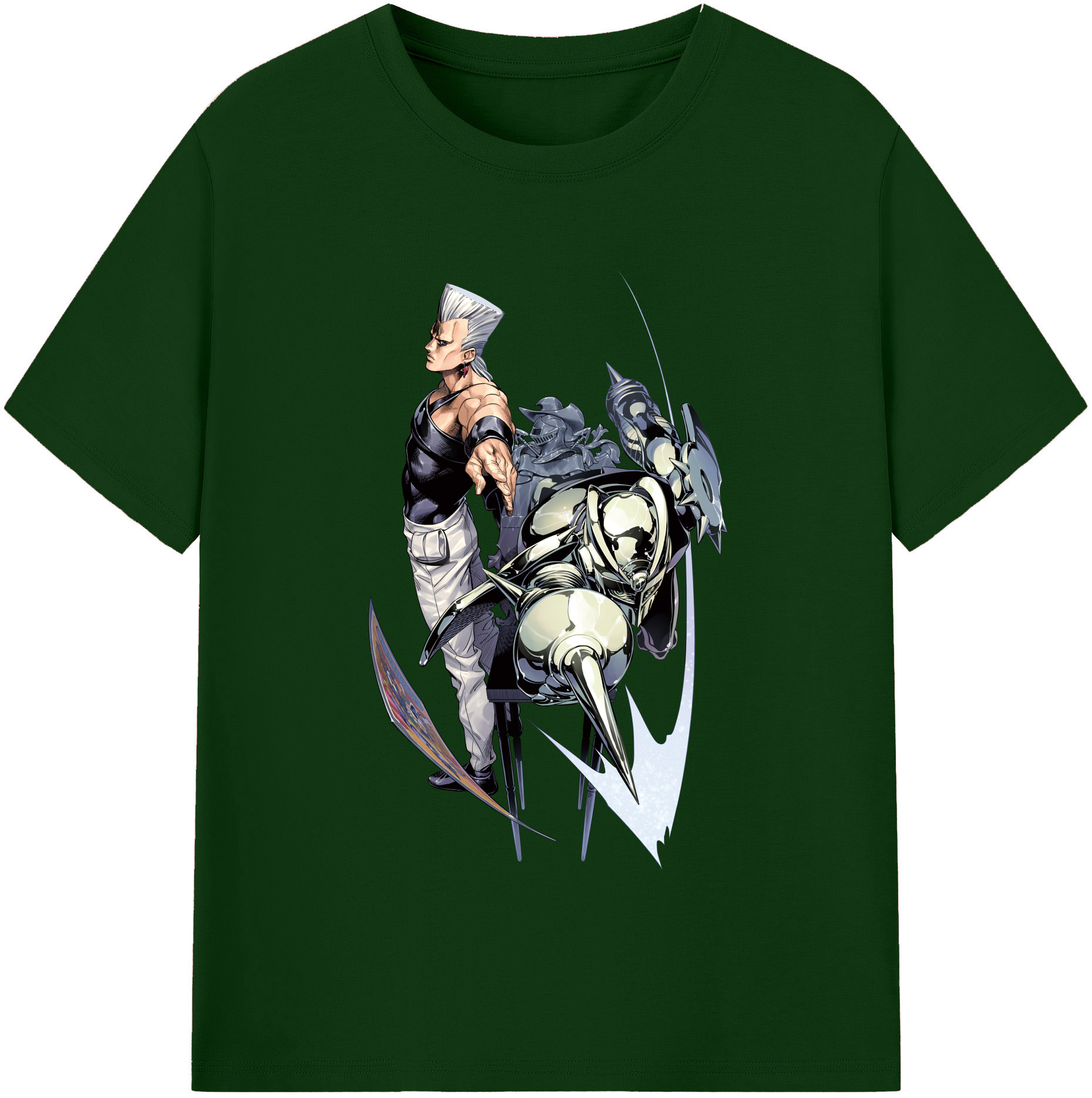 （画像用） ジョジョの奇妙な冒険 ジャン＝ピエール?ポルナレフ JoJo's Bizarre Adventure Jan Pierre Polnareff 綿100％半袖Tシャツ（フロントプリント）